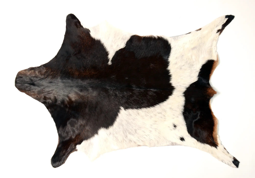 Goatskin rug 042 dark brown and white