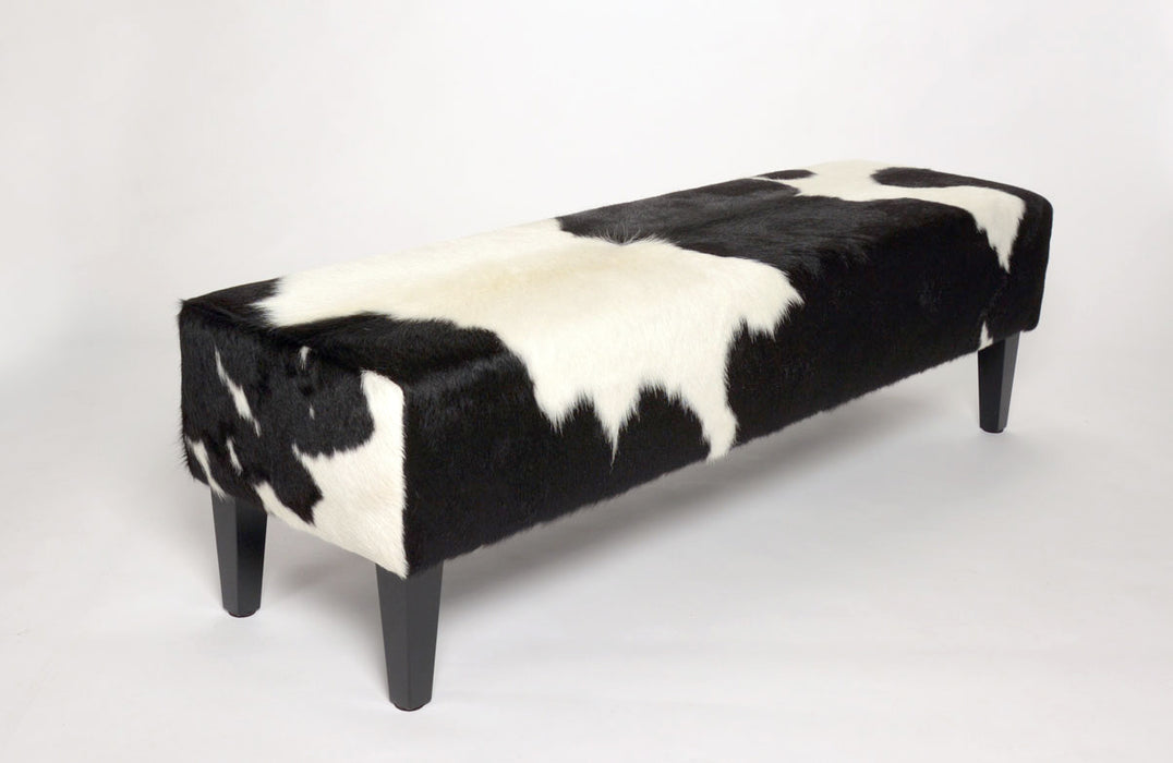 Black and white bench seat ottoman wood legs