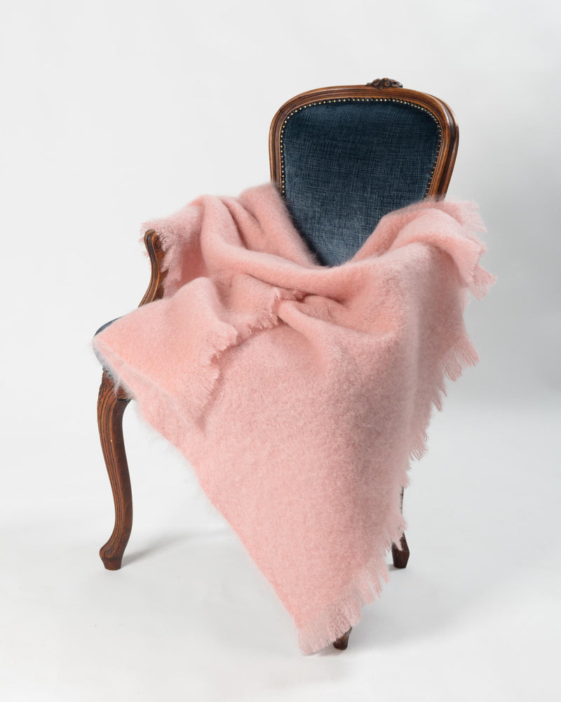 Dusk pink mohair chair throw New Zealand made