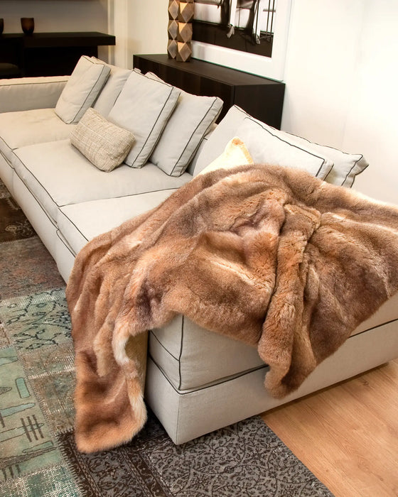 NZ Possum Fur Throw Honey Caramel by Gorgeous Creatures