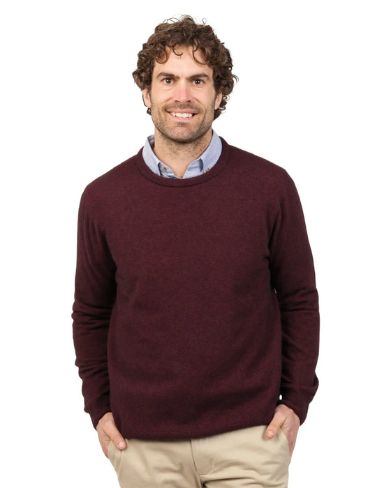 Shiraz wine mens crew neck possum merino sweater NB120