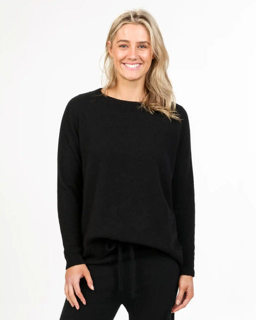 NB816 black possum merino lounge sweater