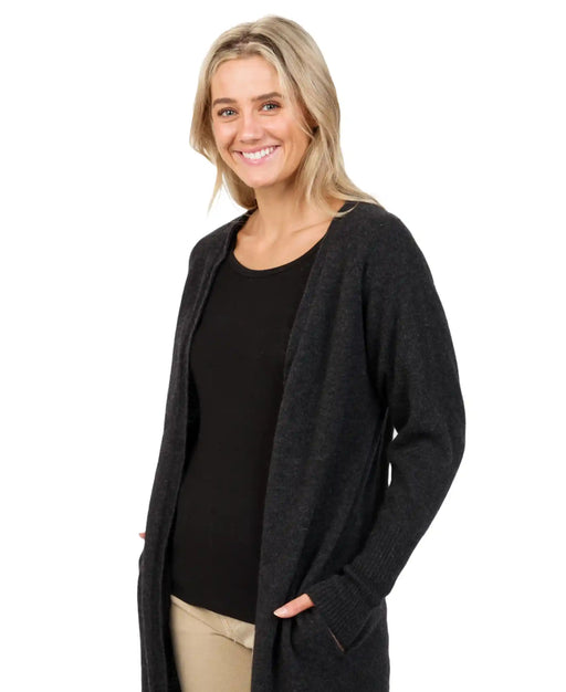 Charcoal longline possum merino cardigan NB834