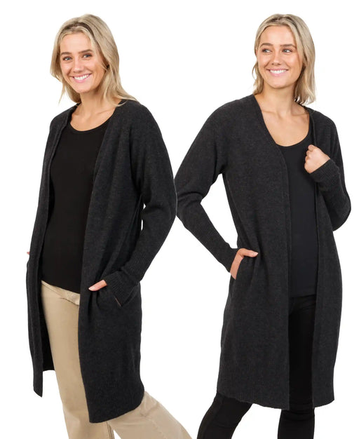 Charcoal longline possum merino cardigan NB834