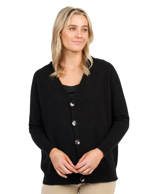 Black relaxed possum merino cardigan - NB851