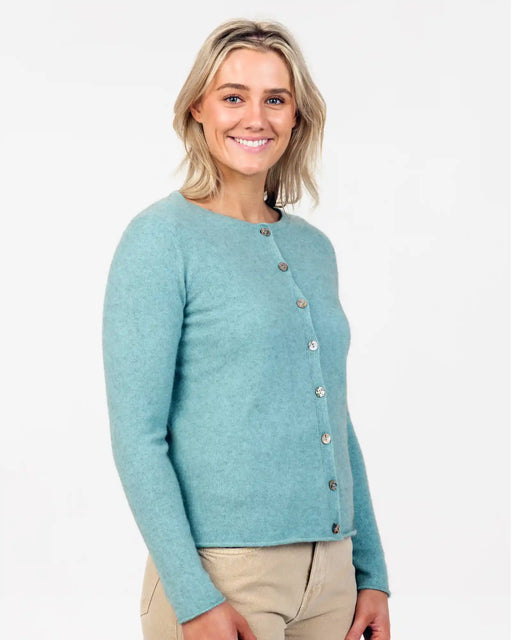 Topaz paua button cardigan NB872