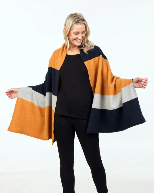 Possum merino travel wrap NE815 Ginger Stripe