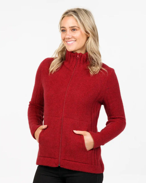 NS832 essential zip-front jacket berry red