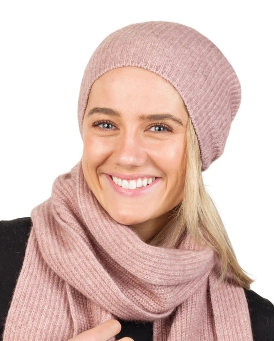 Lily pink possum merino slouch beanie NX677