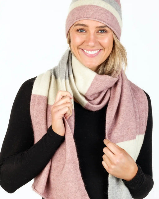 Lily pink travel scarf in possum merino wool NX824