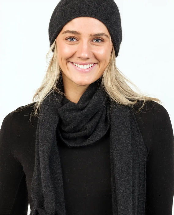 Charcoal possum merino travel scarf NX824