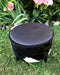 Small round footstool in cowhide and fabric #4