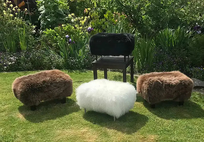 Sheepskin footstools by Gorgeous Creatures NZ